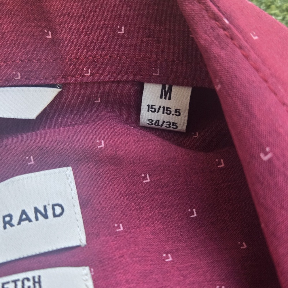 Lucky Brand Shirt Men's Medium Burgundy 4 Ways Stretch Long Sleeve Botton Up - Picture 13 of 13